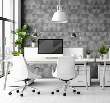 Papier peint bureau motif triangles gris - TenStickers