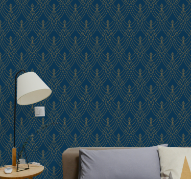Papier peint pour couloir Style de décoration d'art bleu et or - TenStickers