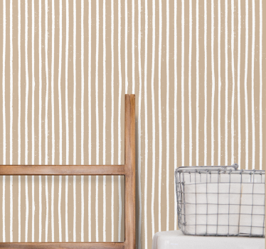Papier peint rayures Beige nordique et blanc - TenStickers
