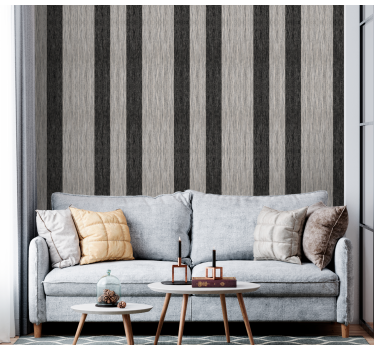 Papier peint rayures Effet bois noir et gris - TenStickers