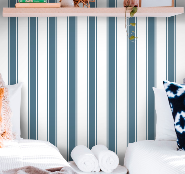 Papier peint rayures motif vertical bleu étroit - TenStickers