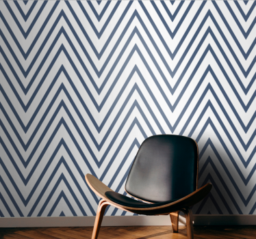 Papier peint rayures motif bleu en zigzag - TenStickers
