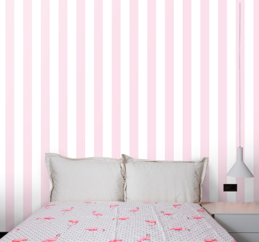 Papier peint rayures motif minimaliste rose et blanc - TenStickers