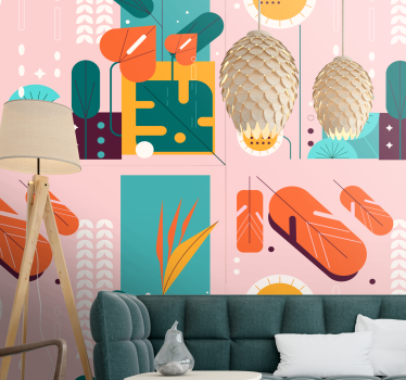 Papier peint retro Fleurs esthétiques pop des années 70 - TenStickers