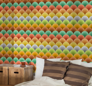Papier peint retro Vintage avec cercles orange - TenStickers