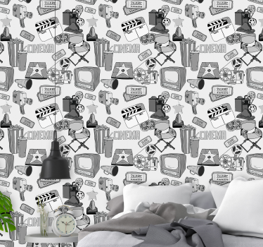 Papier peint retro Vintage hollywood bkack et images blanches - TenStickers