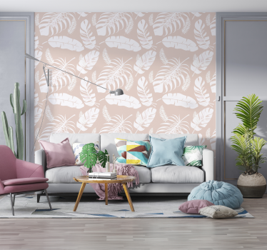 Papier peint beige feuilles de banane - TenStickers