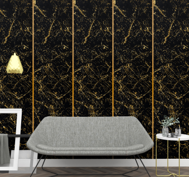 Papier peint salon Texture de marbre noir et or - TenStickers