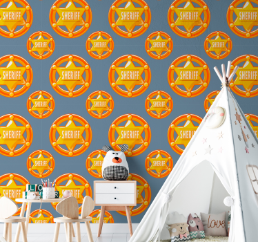 Papier peint rayé modèle d'insigne de shérif - TenStickers