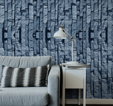 Papier peint texturé bleu fausse pierre - TenStickers