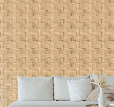 Papier peint toile de jouy Effet osier fait main beige - TenStickers