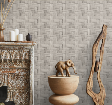 Papier peint toile de jouy Effet osier fait main gris - TenStickers