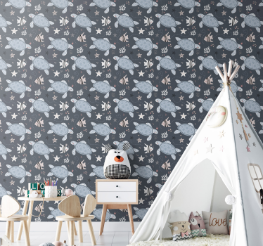Papier peint Tortues et poissons de mer - TenStickers