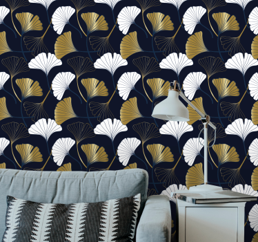 Tapisserie moderne Feuilles de ginkgo en relief - TenStickers