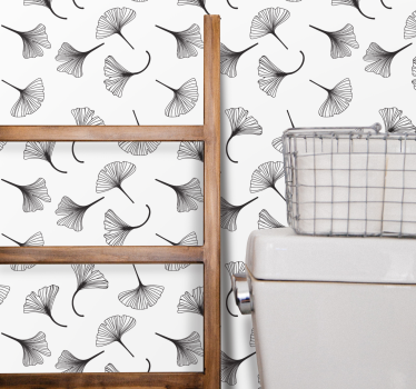 Tapisserie moderne Feuilles de ginkgo sticker noir - TenStickers