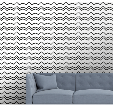 Tapisserie moderne Zigzag noir et blanc - TenStickers